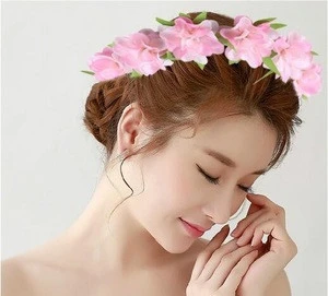 Festival Wedding Flower Crown Headband Beach Floral Garland Hair Band Accessory Ribbon