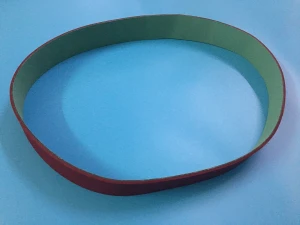 Flat transmission belt with red rubber coating