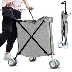 Folding Shopping Trolley Lightweight Portable Four Wheel Shopping Cart Bag for Luggage Grocery