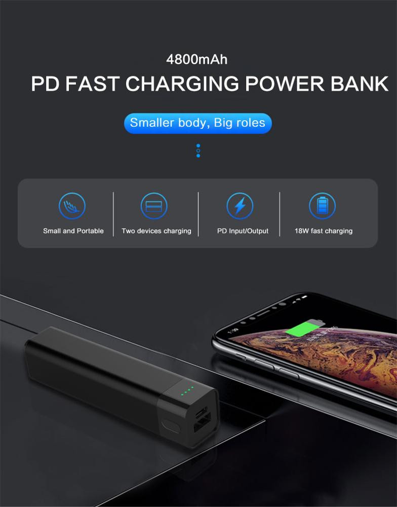 Free items 2020 new small pd 18w type C power banks 5000 mah mini earphone power+banks cute pocket battery charger gift series