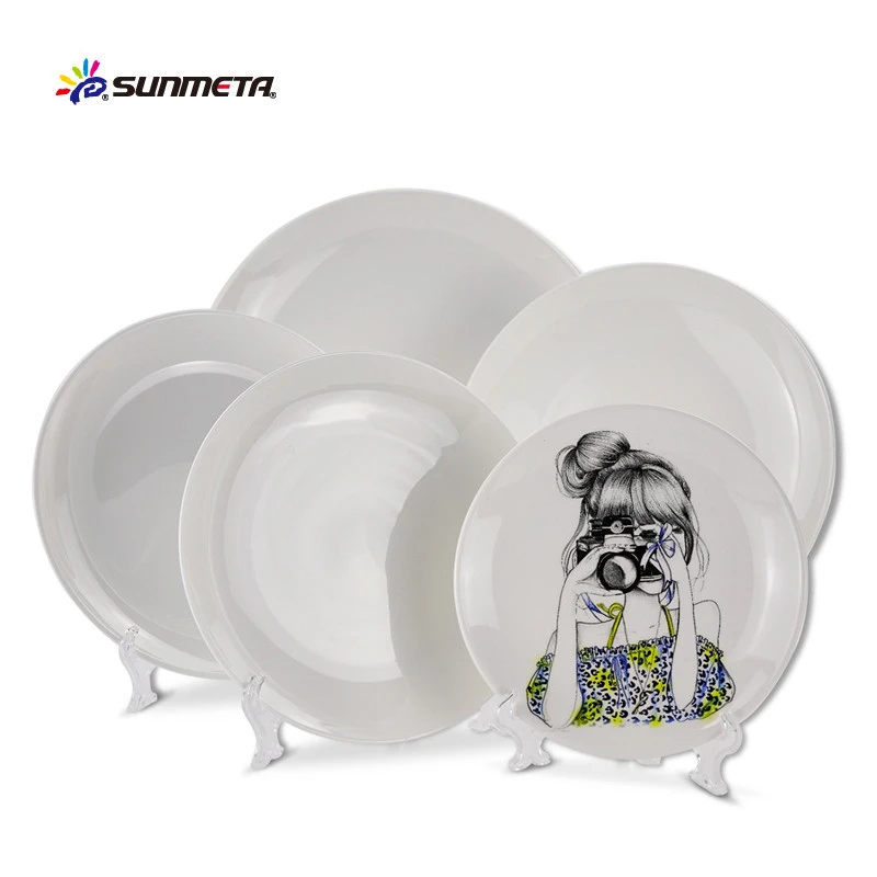 Freesub Customize 6&#x27;&#x27; 8&#x27;&#x27; inch  moon plate sublimation white ceramic plate with good coating
