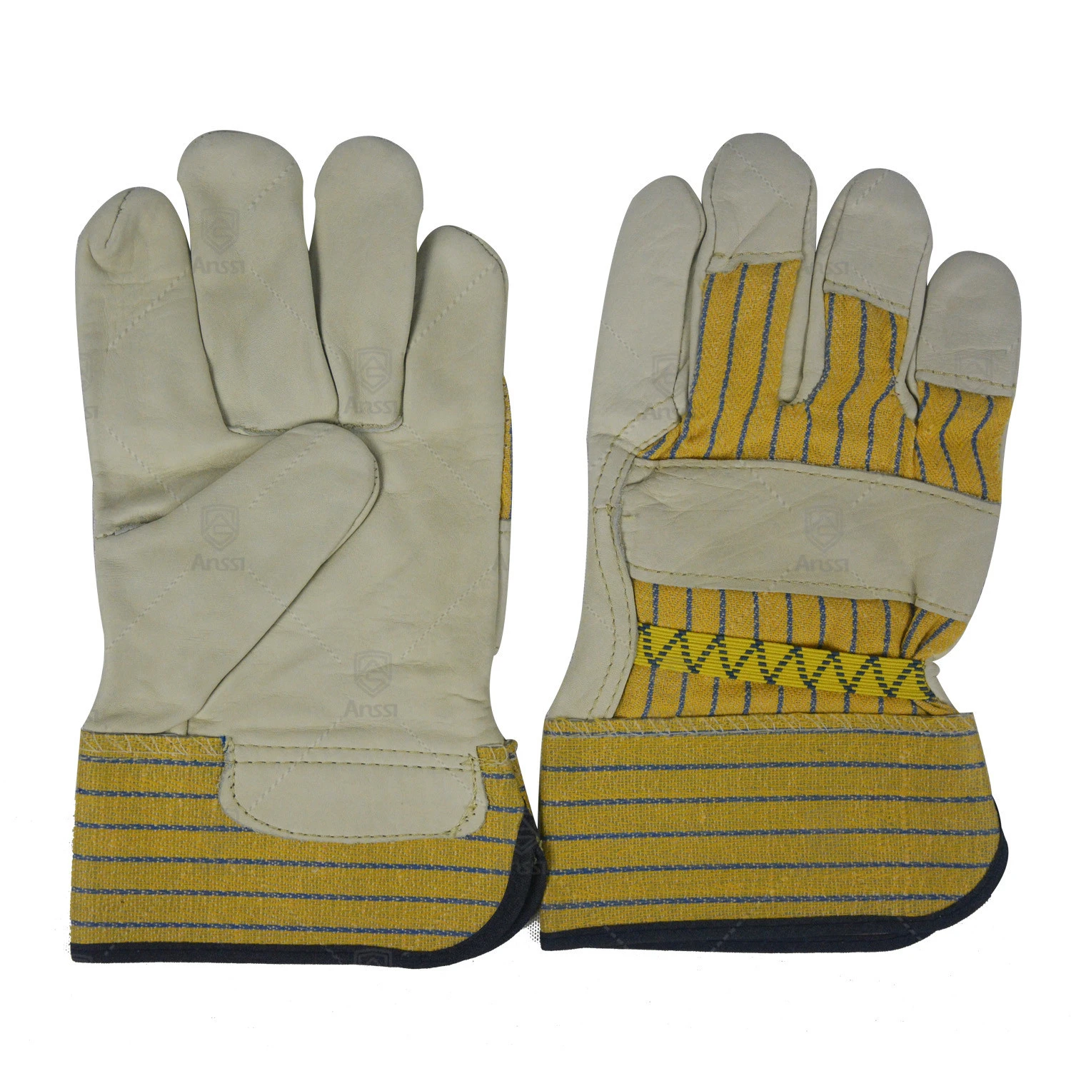 Full palm striped back seepage control oil anti-scald cow head leather half leather work safety gloves