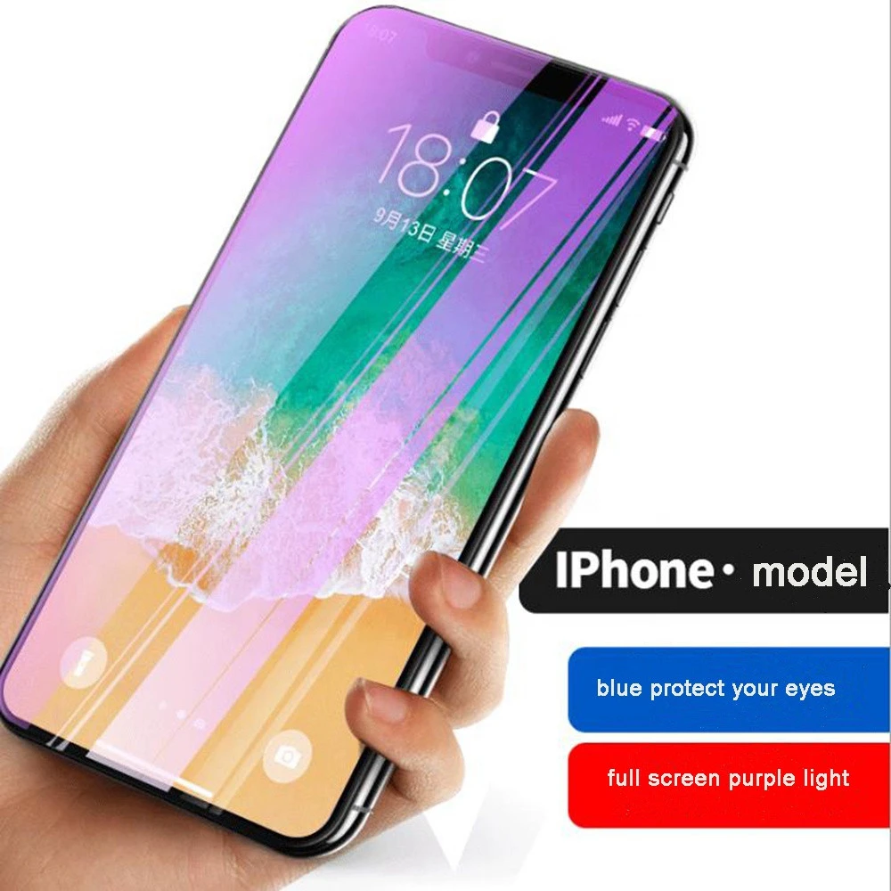 Full screen transparent purple blue light tempered glass mobile phone screen filter