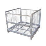 Galvanized Steel Wire Rolling Container Storage Cage, Warehouse Pallet Storage Rack