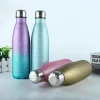 Glitter Yellow Insulated Water Bottle Stainless Steel Water Bottles Cola Shape Big Kids Water Bottles For School