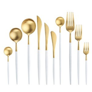 gold plated cutlery matt black dinnerware set