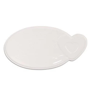 Good quality hot sale white ceramic heart shape with oval plate