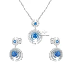 Grace Jewelry 925 Silver Womens Set Blue Gemstone Fine Bridal Jewelry Sets for Women Luxury Women Bridal Jewelry Set for Wedding