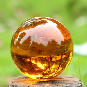H&amp;D 40mm Asian Rare Natural Amber Obsidian Sphere with Stand Healing Stone Globe Quartz Photography Ball Crystal Craft Decor