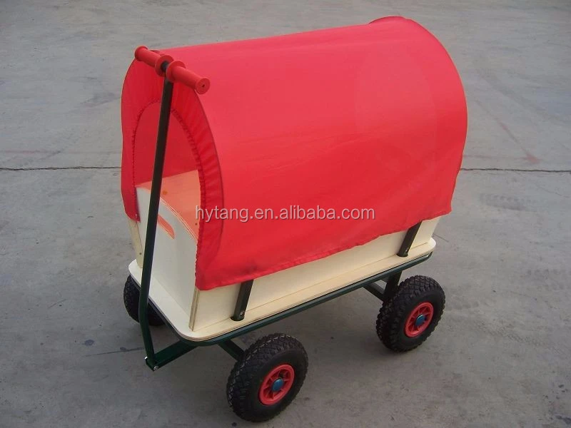 hand truck hand trolley transport wagon cart wooden wagon garden trolley with strong tubular steel construction protective roof