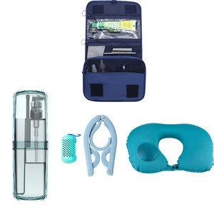 Hanging organizer travel kit for camping with air pillow and toothpaste case
