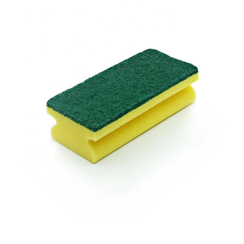 HD grip Kitchen Cleaning Sponge Scrubber with Green Nylon Scouring Pad