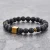 Import Healing fatigue 8mm volcanic and gold  hematite  metal square natural stone bead bracelet from China