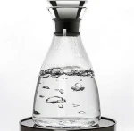 Heat Resistant Borosilicate water filter pitcher with Stainless Steel Flow Lid