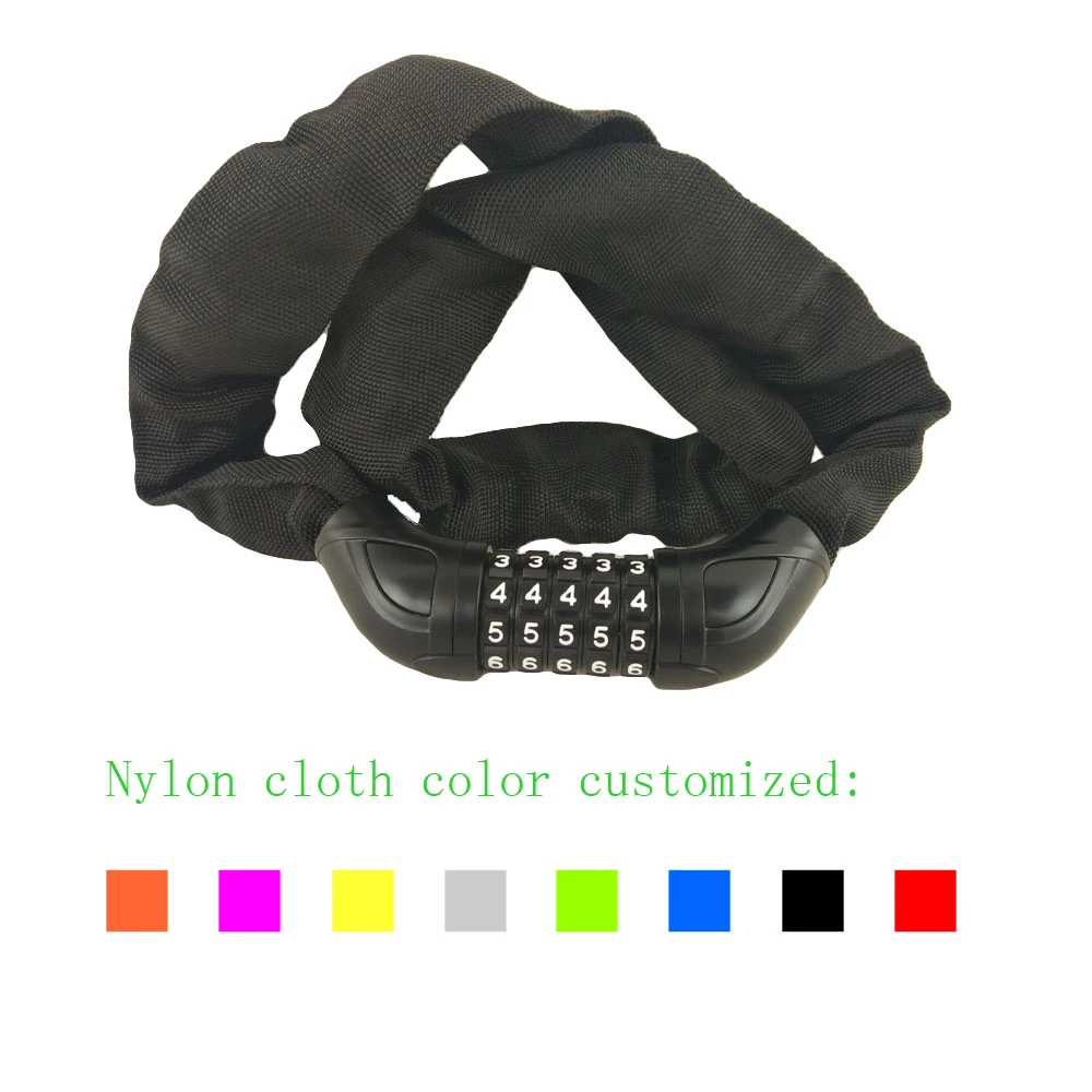 heavy duty 5 codes bicycle chain lock, customized combination chain lock Small code bicycle chain lock