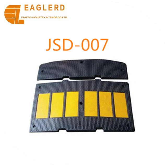 Heavy duty EU Standard 900*500*50mm yellow and black road safety reflective rubber speed hump bump