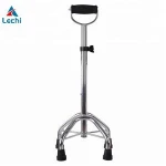 Hengshui LECHI Aluminum alloy 4 legs walking stick telescopic crutch for Rehabilitation Therapy Supplies