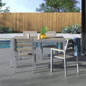 High Effective Rattan Outdoor Dining Set Table And Chairs Plastic Wood Furniture Outdoor Furniture