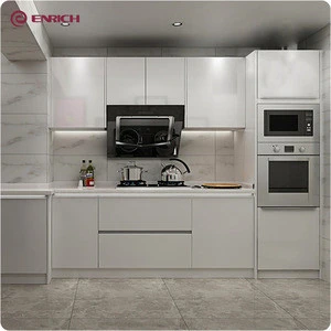 High glossy modern house kitchen furniture white lacquer finish kitchen cabinet