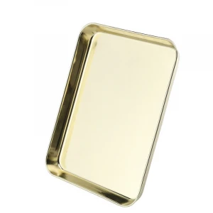 High grade mirror polishing gold&amp;rose gold stainless steel serving tray rectangular serving platter