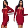 High Neck Sexy Party Club Dress manufacturers Wholesale Clothes Women Bustier Long Sleeve Bandage Dress