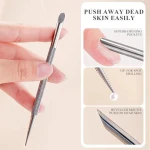High Quality 2 In 1 Durable Stainless Steel Nail Cuticle Pusher Dead Skin Push Double Ended Stainless Steel Metal Nail Pusher