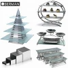 High quality decorators type cake tools black glass platters stainless steel catering buffet table pastry dessert display stand