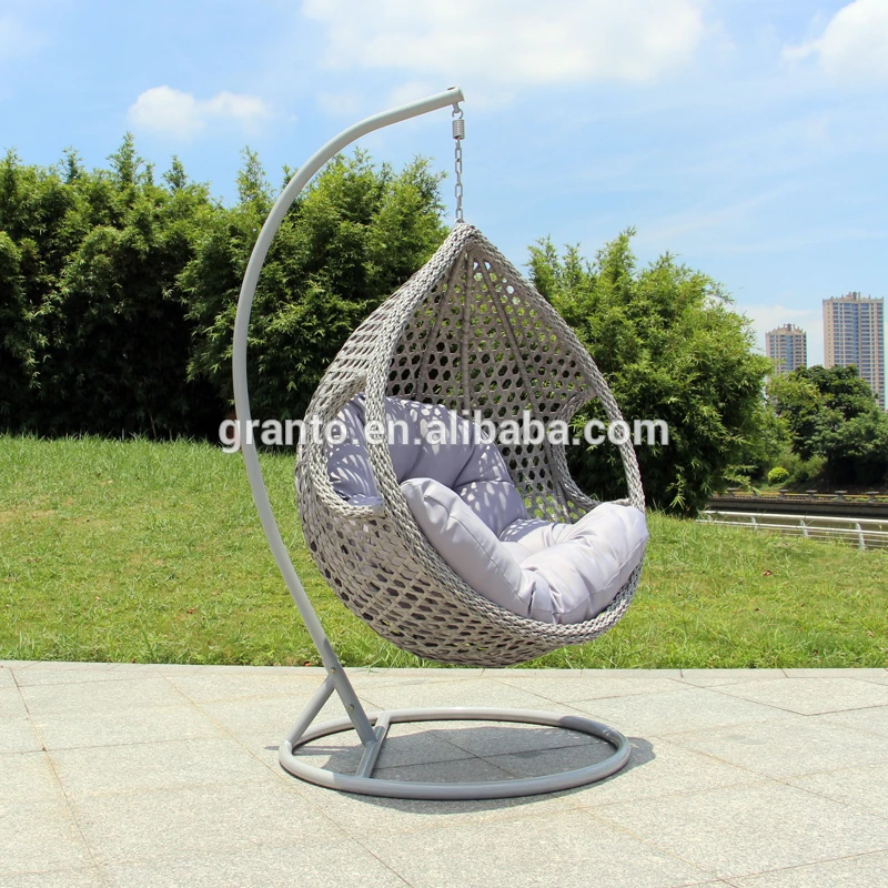 High quality garden balcony outdoor hanging egg shaped rattan wicker single swing chair
