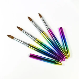 High quality kolinsky hair rainbow metal handle acrylic nail brush