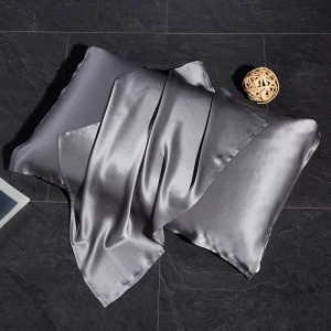 High Quality Luxury 100% Mulberry Silk Pillowcase Pure Colors Slik Satin Pillow Case