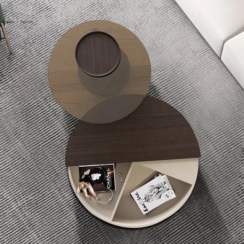 High Quality Luxury  Living Room Multifunction Coffee Table Italian Combination Round Modern Glass Coffee Table set