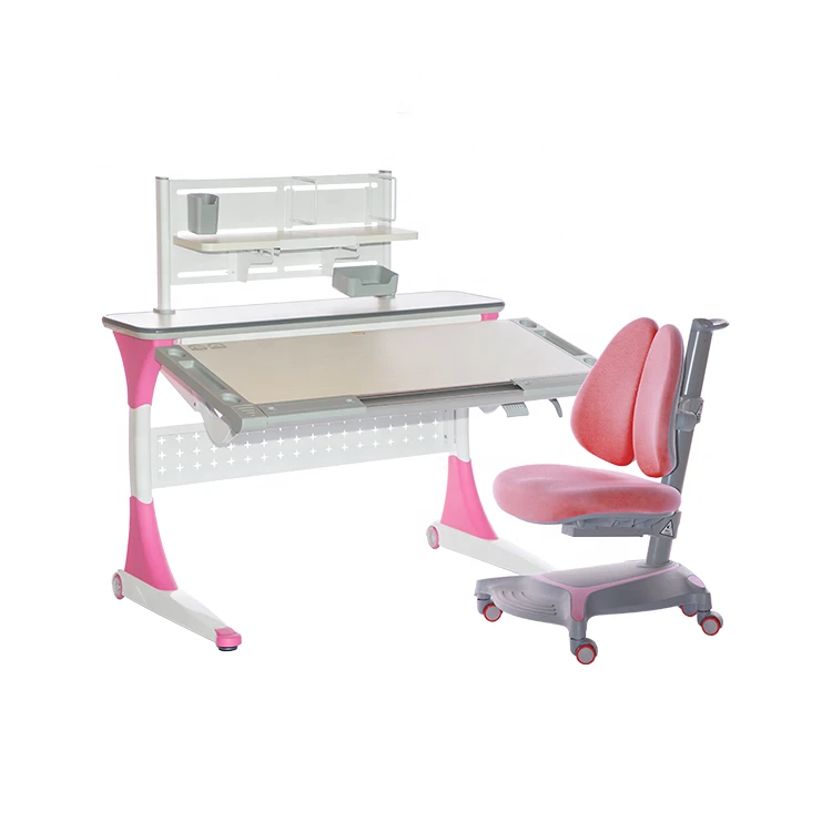 High quality modern kids study table and chair adjustable kids study desk