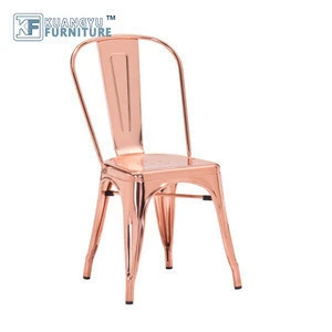 High quality modern rose gold metal dining chair for sale