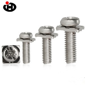 High Quality Slotted-Cross Recessed Round  Head Sems Screw with Square Washers