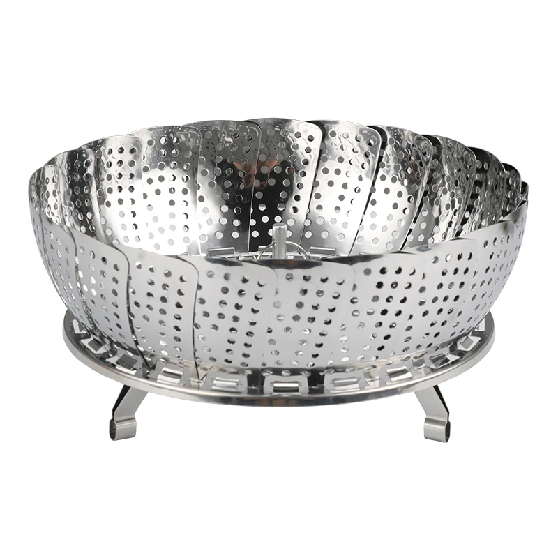 High Quality Stainless Steel Food And Vegetable Collapsible Steamer Basket Folding