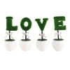 home Decor Love Letters White Ceramic Artificial Plants Pots Faux Bush Planters Tabletop Hedge Sculptures