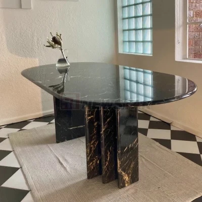 Home Stone Furniture Black Luxury Marble Dining Table Modern