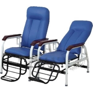Hospital Furniture Hospital Folding Medical Transfusion Recliner Chair with Storage Basket Footrest and Dining Table