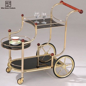 Hot Sale 3 Tiers Food Drinks Hotel Service Cart Trolley With Wheel