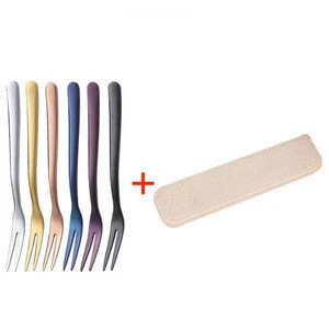 Hot Sale Family-use 304 Stainless Steel 6 Color Mini Fruit Fork