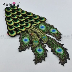 Hot Sale Pretty Peacock Feather Embroidery Patch Fabric Craft WEF-019