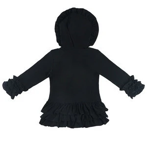 Hot sale winter baby girls coat Wholesale Solid black Color top baby long sleeve  coat
