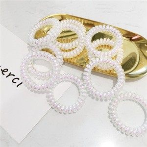 hot selling jelly color manufacturer wholesale eco friendly elastic pink telephone cord  girls korean coil hair tie