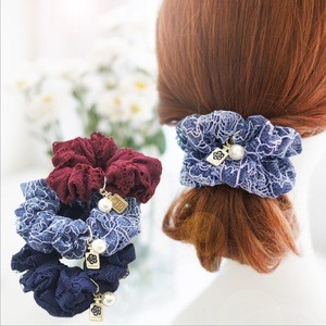 Hot Selling Lace Fabric Ponytail Holder For Girl Hair Scrunchies