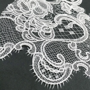 Hot selling lace fabric white border sequin trim