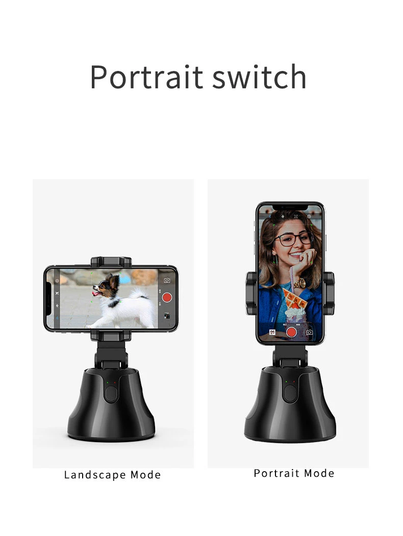 Hot selling portable smart shooting auto face ai authomatic genie rotation 360 object tracking cell mobile phone holder