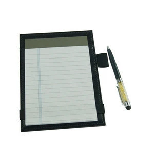 Hotel Office Clipboard for Notepad/File,Conference Writing Pad PU Leather Drawing Mat with Pen Holder, Black