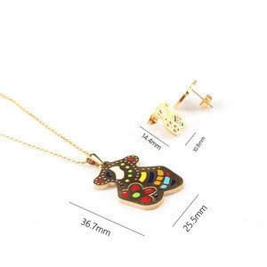 Hoyoo cheap price fine fashion earring jewelry light weight gold necklace set necklace for women and girls