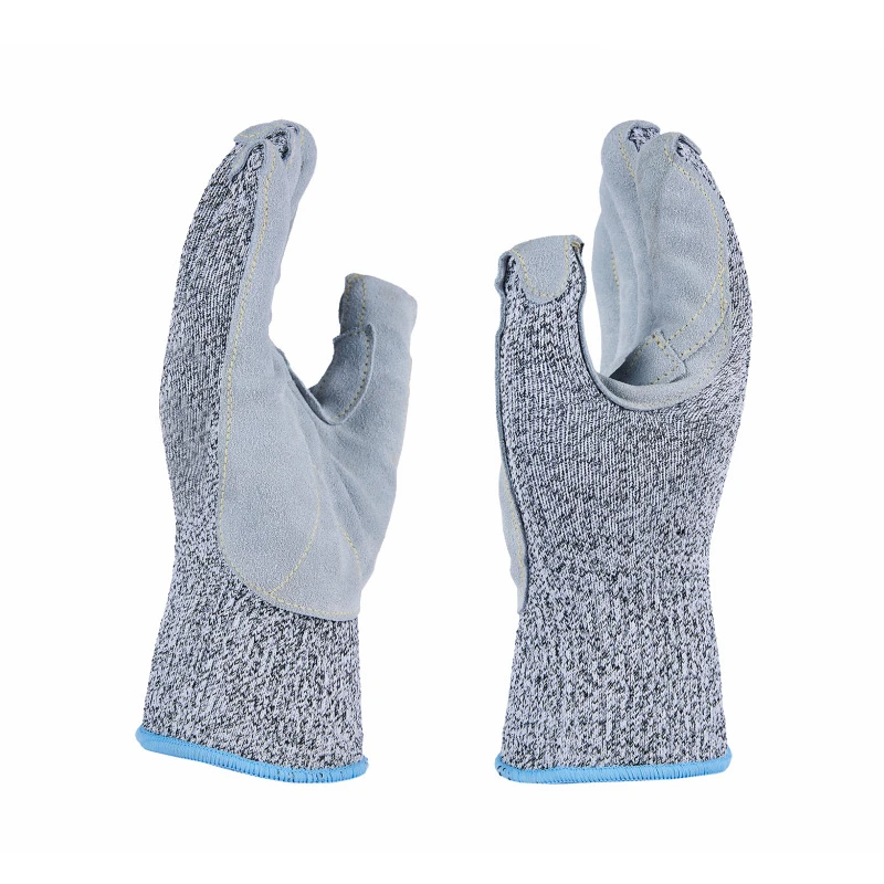 HPPE Anti-cut No Anti Cut Resistant Proof Cut-resistant Hand Gloves Leather on Palm Thumb Crotch A& Finger Tips labour supply