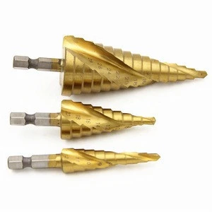 HSS 3PC 4241 4-12-20-32Titanium Spiral Groove Hexagonal handle Step Drill Bit  with Electric Tool Woodworking